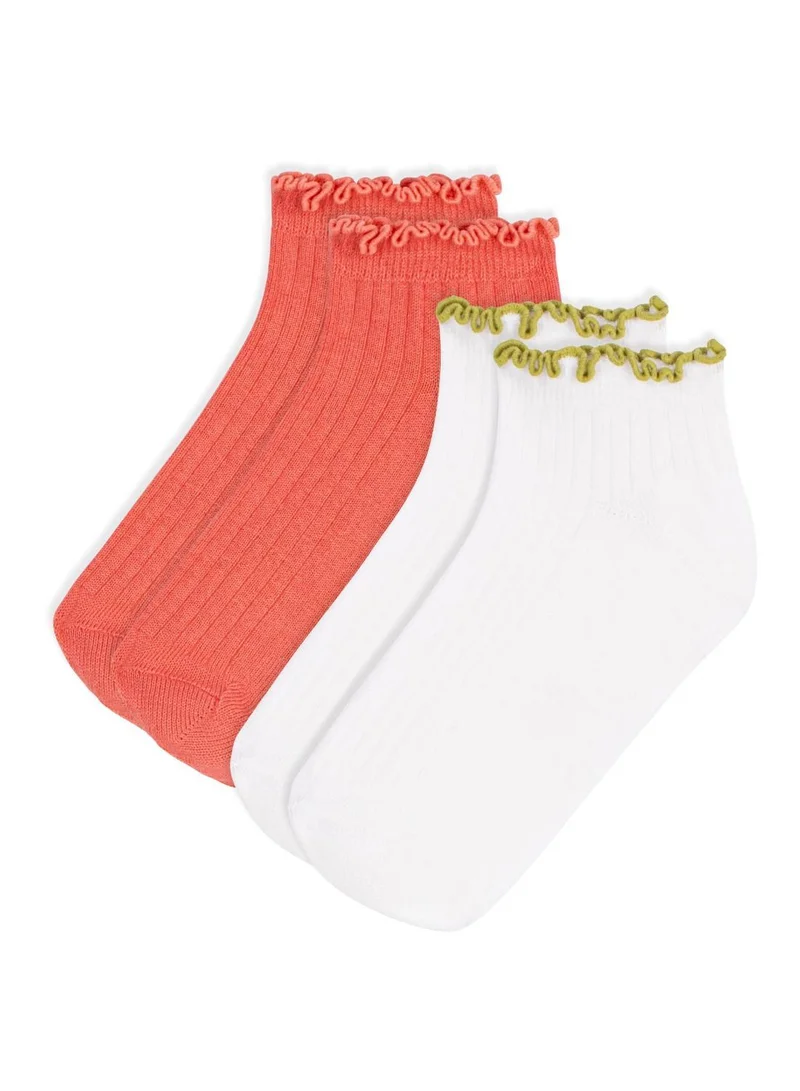 Petit Bateau Girls' cotton socks with crochet trim - 2-pack